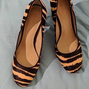 Ann Taylor Drea - Pony Hair Zebra Print Heels - 8.5